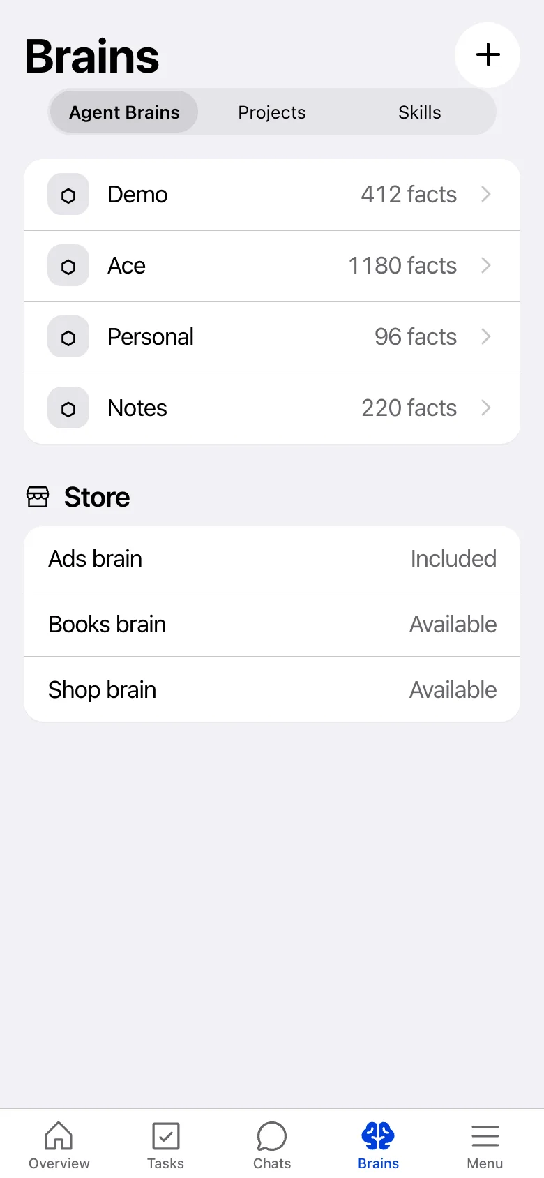 Exodus Brains tab on a phone