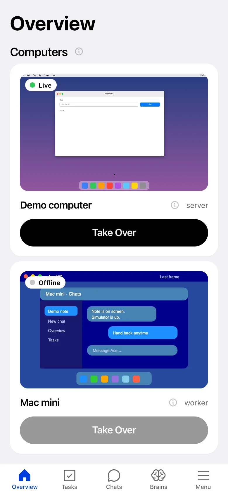 Exodus Overview tab on a phone