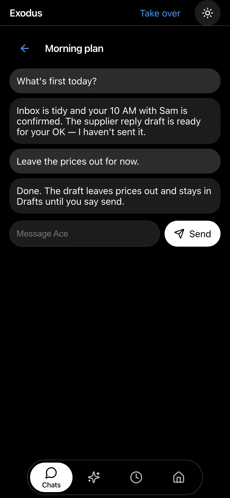 Phone screen to type the first task